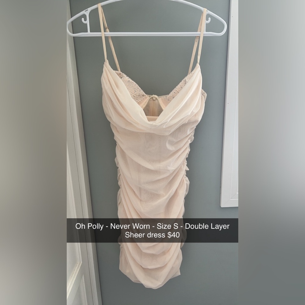 Oh Polly Double Layer Sheer Rhinestone Bra Dress Size Small